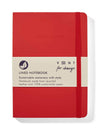 recycled leather notebook in red with packaging