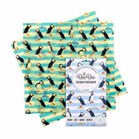 beeswax wraps sandwich pack in puffin print