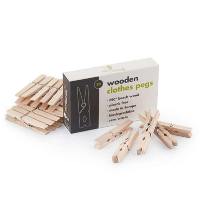 pack of wooden clothes pegs