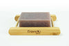 bamboo soap rack with soap bar on it