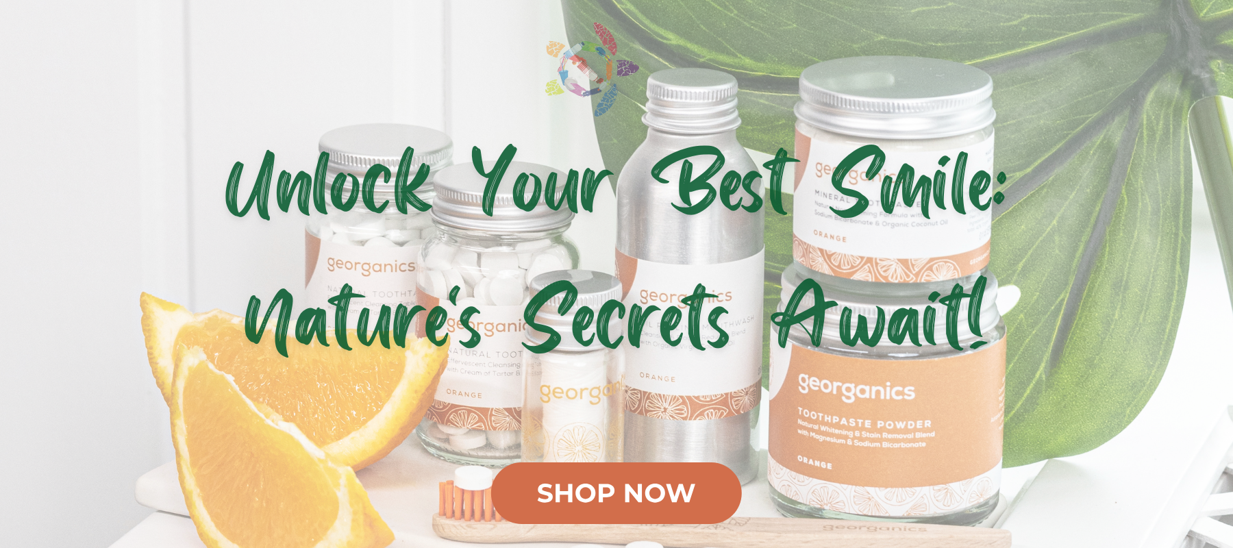 Georganics natural oral care with oranges – eco-friendly, plastic-free smile care.