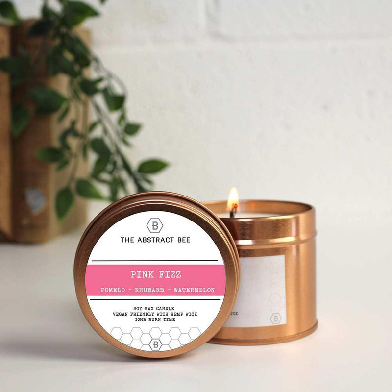 soy wax candle in copper tin