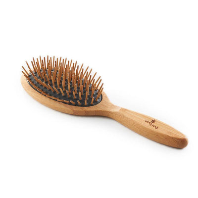 Bamboo Hairbrush - With Wooden Pins - Black - The Friendly Turtle