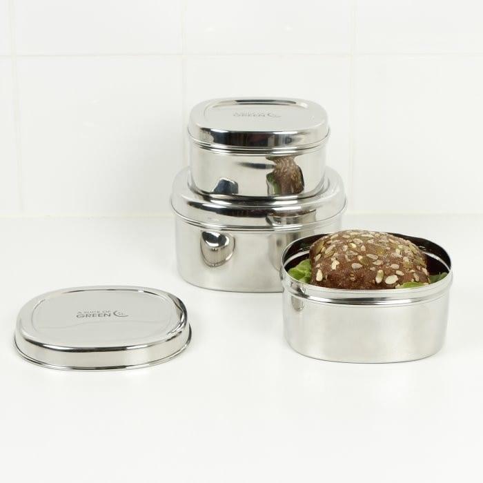 food containers set with snacks inside