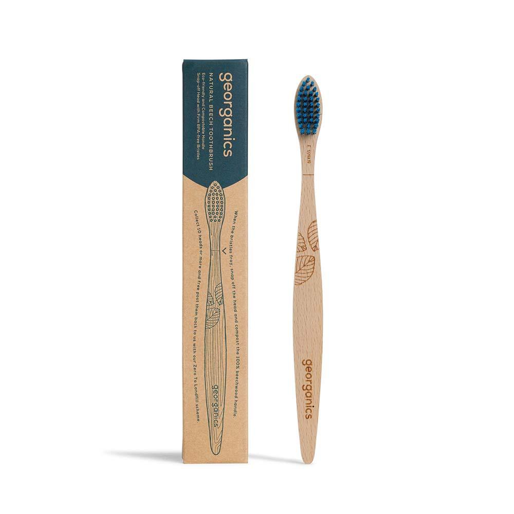beechwood toothbrush with firm bristles from georganics