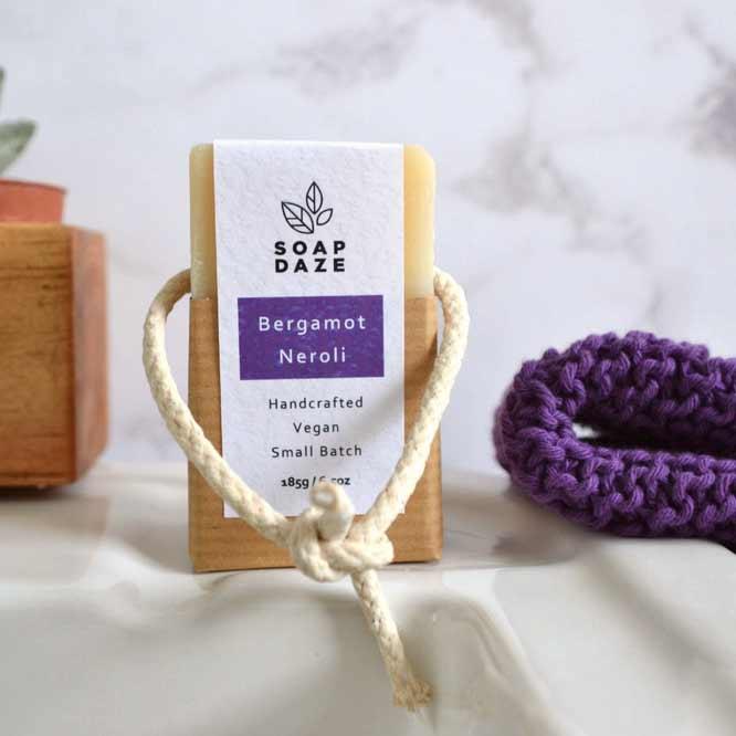 vegan natural soap on a rope