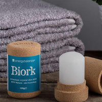 boirk deodorant stick next to bath towels