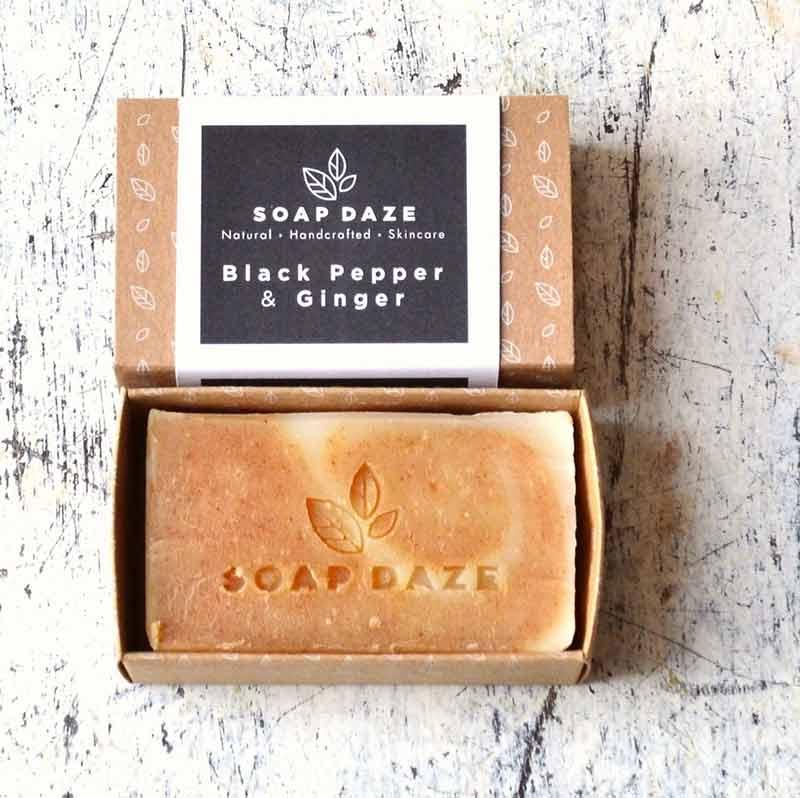 natural handmade soap in cardboard packaging