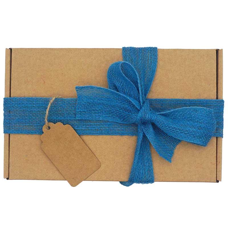 blue jute ribbon gift wrap