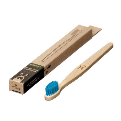 Kids 100% Plant-Based Beech Wood Toothbrush - Rabbit - Blue - The Friendly Turtle