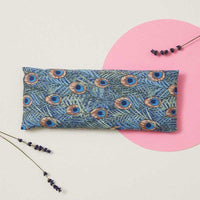 eye pillow with peacock feathers design