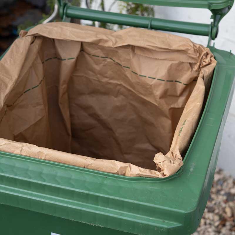 Compostable Wheelie Bin Liner inside a wheelie bin