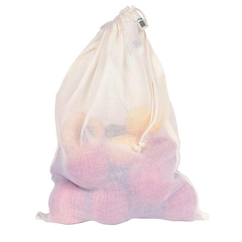 large cotton reusable produce bag with drawstring zero waste