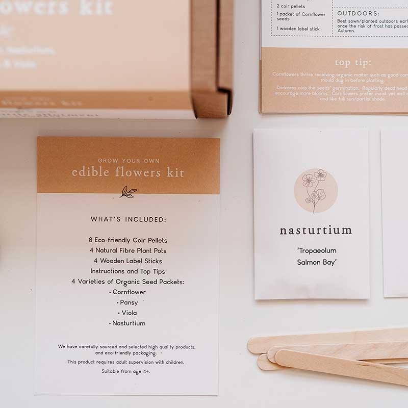grow your own edible flowers kit with seed packets