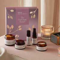 lifestyle shot of evolve beauty's the feel good facial gift set