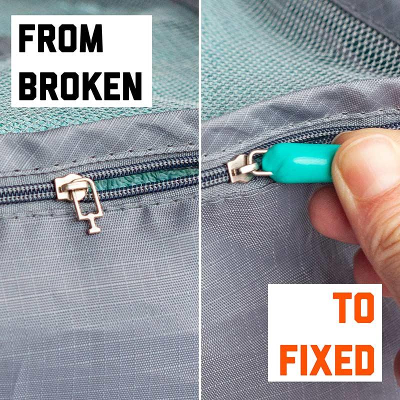 repaired zipper with a fixit stick