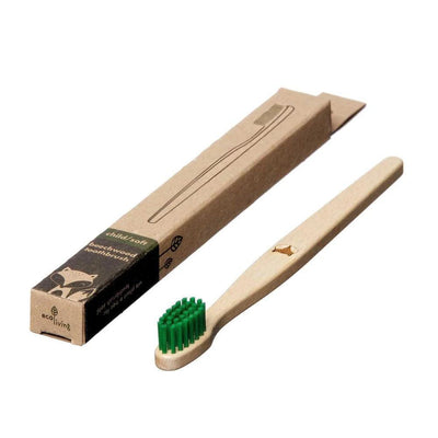 Kids 100% Plant-Based Beech Wood Toothbrush - Fox - Green - The Friendly Turtle