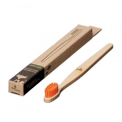Kids 100% Plant-Based Beech Wood Toothbrush - Fox - Orange - The Friendly Turtle