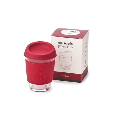 Reusable Glass Coffee Cup - Red - The Friendly Turtle