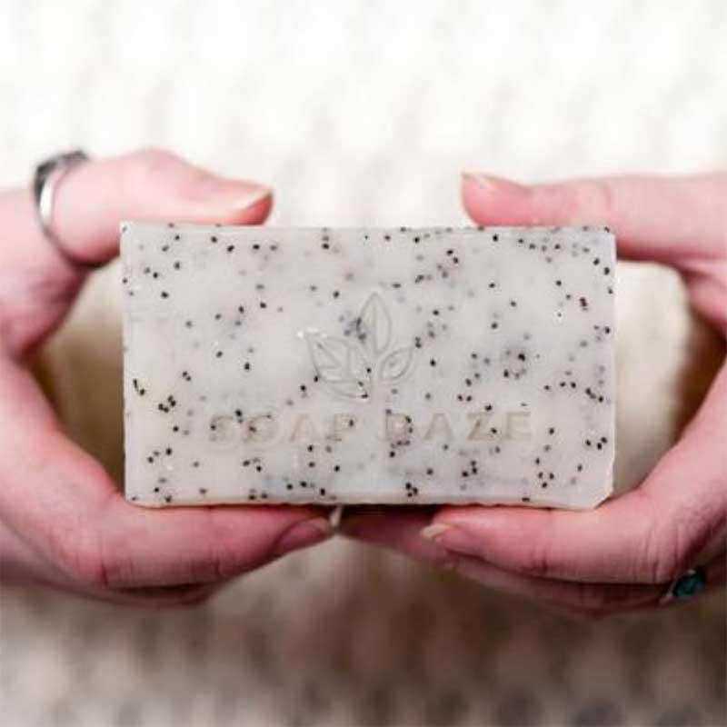 woman holding zero waste soap bar with hands