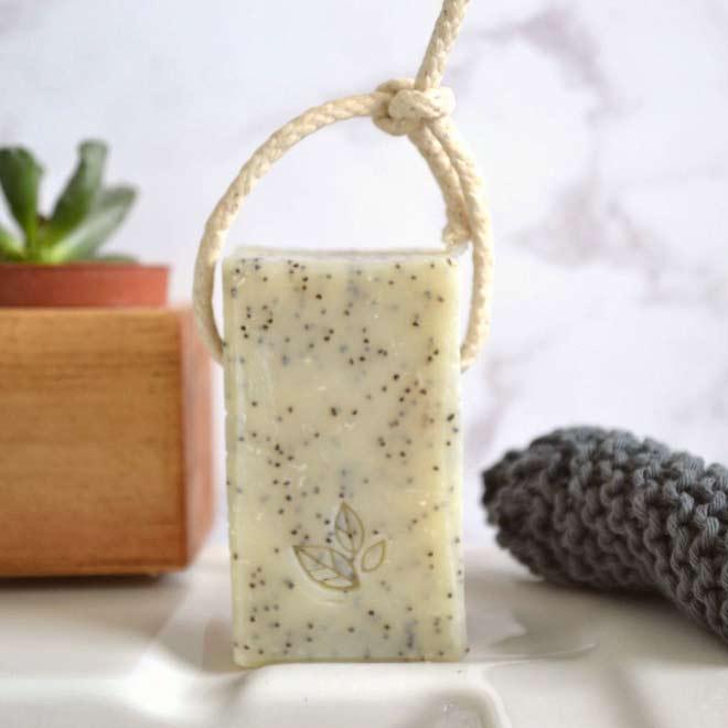 plastic free soap on a rope 100% natural and vegan