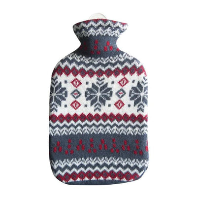 Natural Rubber Hot Water Bottle - Snow Flake Knitted - The Friendly Turtle