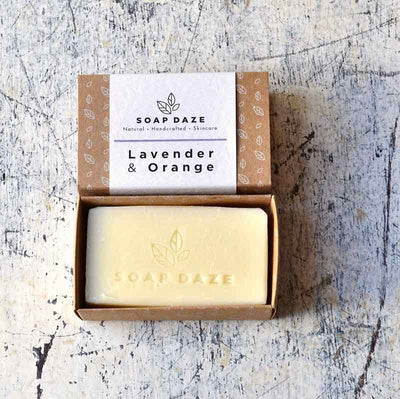 natural soap bar made with lavender and orange