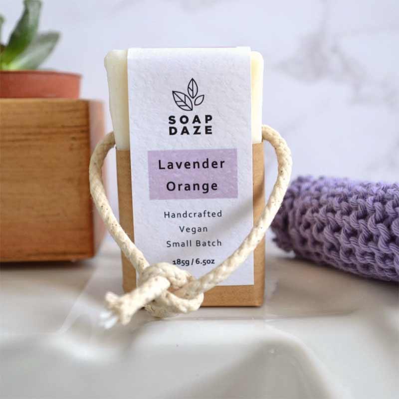 plastic free soap on a rope natural and vegan