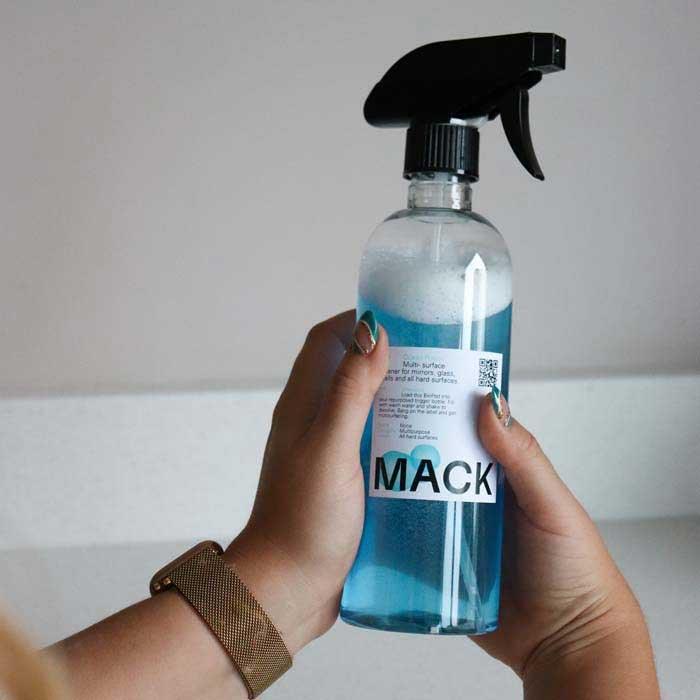 mack cleaning bottle label