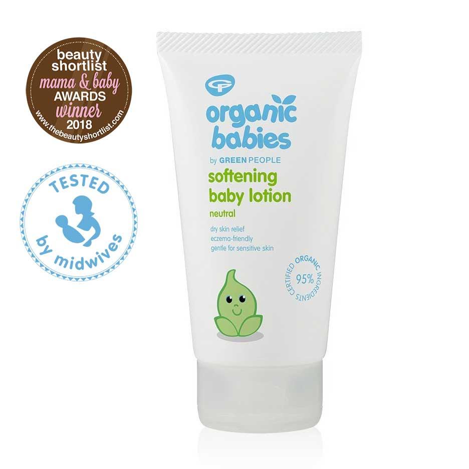 organic baby lotion with awards badges