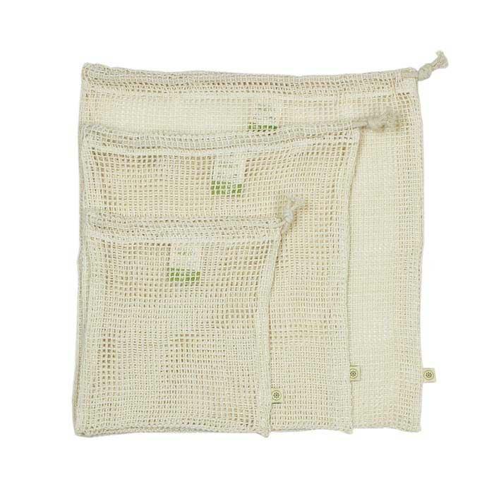 set of 3 organic cotton mesh bags