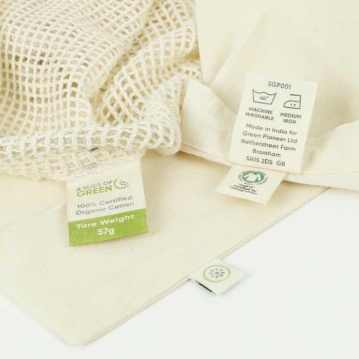 organic cotton mesh bags with GOTS certified logo