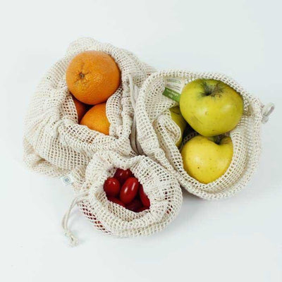 organic cotton mesh bags with fruit and veg in