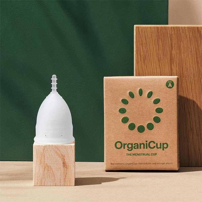 organicup menstrual cup on a stand