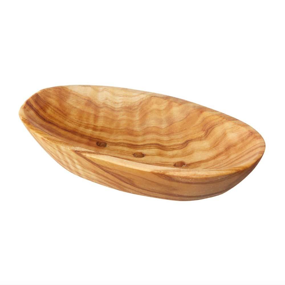 oval olive wood soap dish