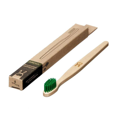 Kids 100% Plant-Based Beech Wood Toothbrush - Rabbit - Green - The Friendly Turtle