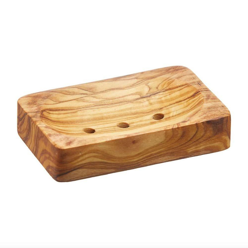 rectangular olive wood soap dish
