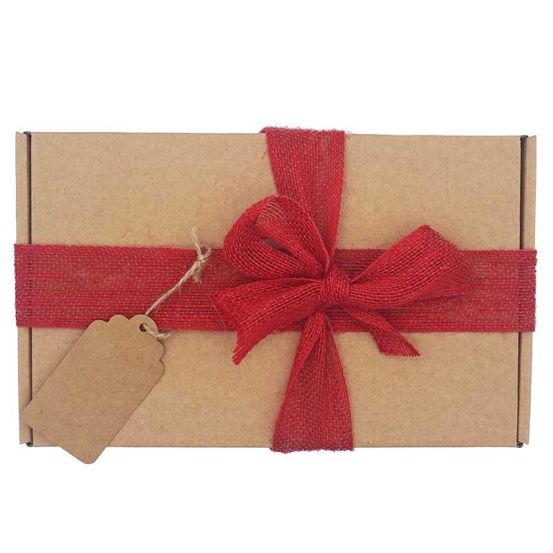 red jute ribbon gift wrap