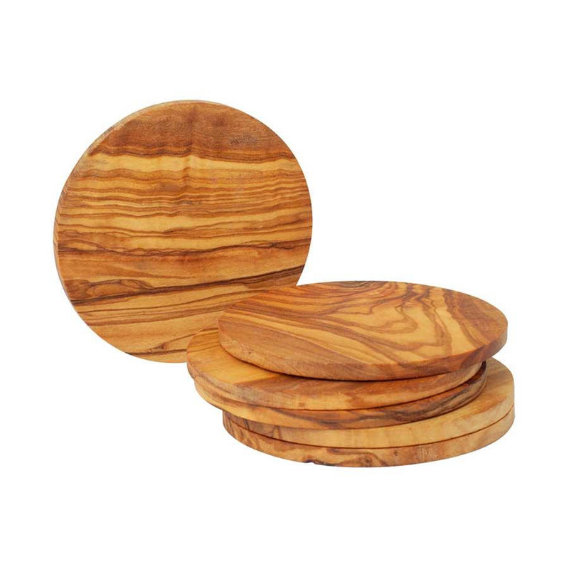 round olive wood coasters