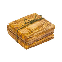 square olive wood coasters 6 pack