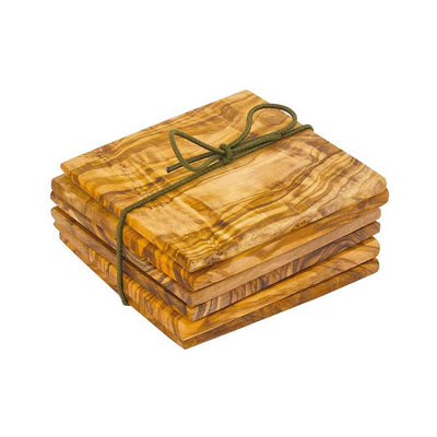 square olive wood coasters 6 pack
