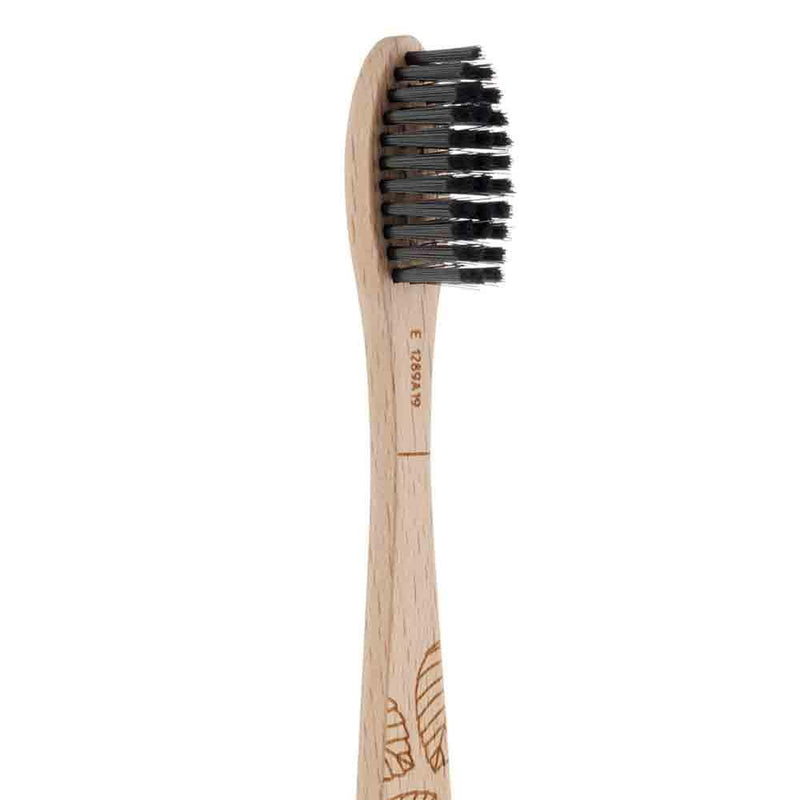 wooden toothbrush with soft nylon bristles