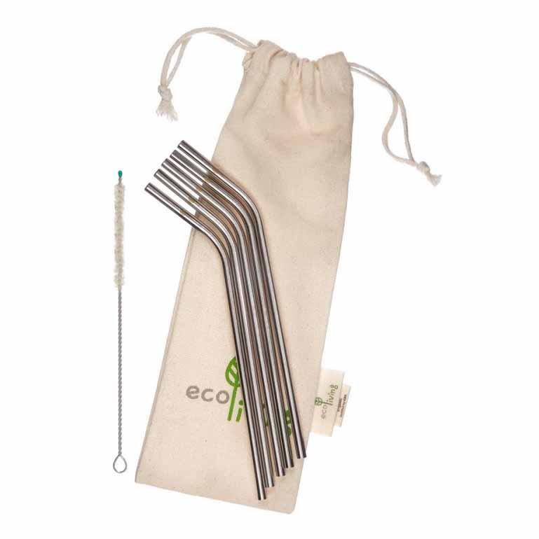 stainless steel straws with organic cotton pouch
