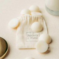 soy wax melts on a cotton bag