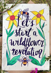 wild flower card with colourful print
