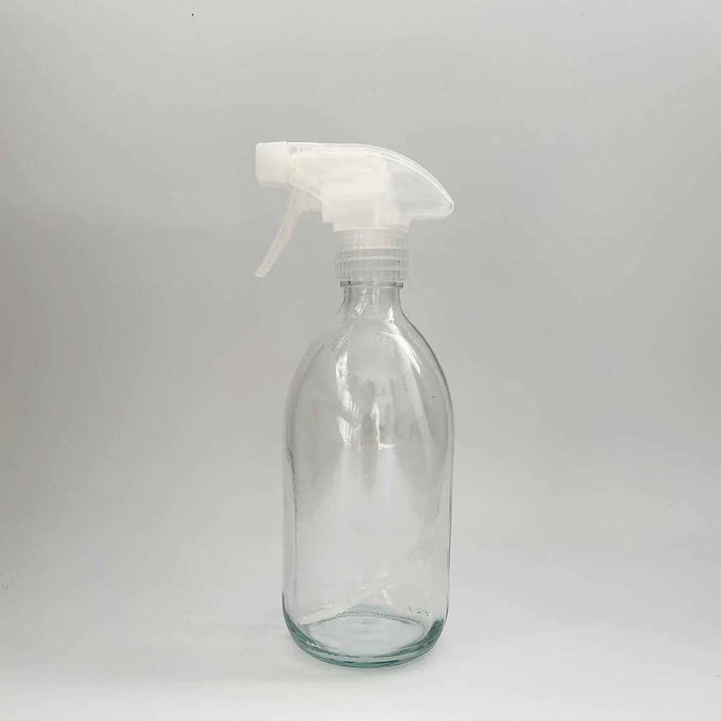 clear glass spray bottle with clear trigger spray